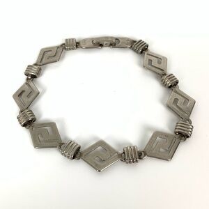 Sterling Silver Link Bracelet Stamped 925 Vtg Geometrical Diamond Shaped